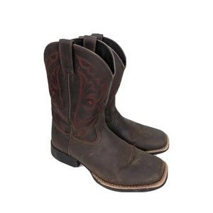 Kids Ariat Sz 3 Distressed Brown Leather QuickDraw Boots 10004853
